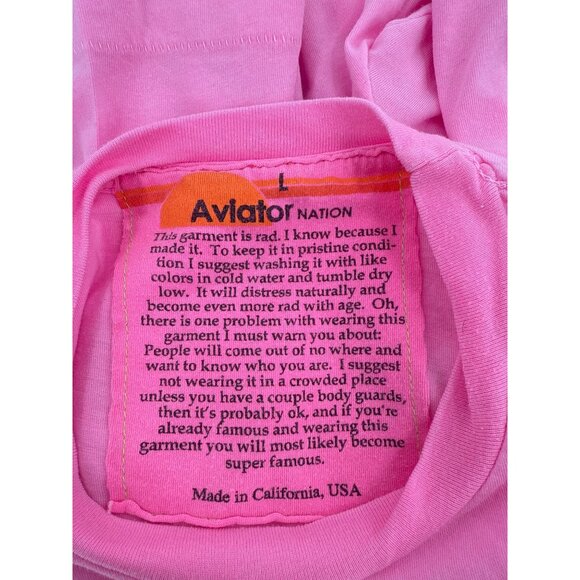 Aviator Nation Pink Long Sleeve Tee with Black Lightning Bolt - Picture 8 of 8
